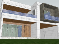 Model sketchup nhà đôi 2 tầng 13x35m