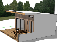 Model sketchup nhà gỗ nghỉ tạm bungalow kt 7x6m