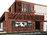 Model Sketchup Nhà hàng 2 tầng