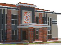 Model sketchup nhà làm việc, cơ quan 12.4x20.15m