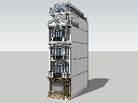 nhà phố mặt tiền 5m,kiến trúc kiểu pháp,phối cảnh nhà phố,model sketchup nhà phố 3 tầng,model sketchup nhà hiện đại