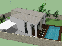 Model sketchup nhà nghỉ dưỡng 15x23m