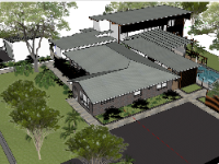 Model sketchup nhà nghỉ dưỡng kích thước 40x42m