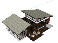 Model sketchup nhà nghỉ dưỡng mái lệch 12.5x17m