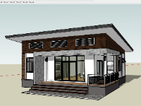 Model sketchup nhà ở 1 tầng 12x11.2m