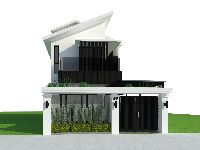 Model sketchup nhà ở biệt thự hiện đại kích thước 7x16m