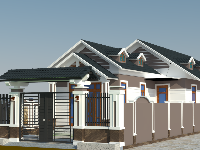 Model sketchup nhà ở biệt thự vườn 8x30m