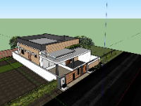 Model sketchup nhà phố 1 tầng 7x15m