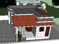 sketchup 3d nhà 1 tầng,phối cảnh nhà 1 tầng,nhà 1 tầng hiện đại,mẫu nhà 1 tầng sketchup