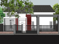 Model sketchup nhà phố 1 tầng đẹp