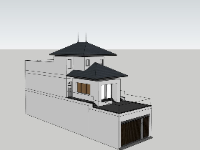 Model sketchup nhà phố 2 tầng 1 tum 6.2x22m