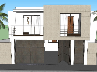 Model sketchup nhà phố 2 tầng 10.5x12.7m