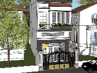 Model sketchup nhà phố 2 tầng 4.5x14.5m
