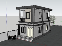 Model sketchup nhà phố 2 tầng 4.5x9m