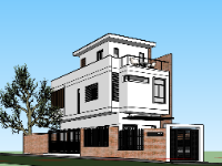 Model sketchup nhà phố 2 tầng 5.6x13m