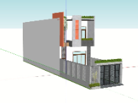 Model sketchup nhà phố 2 tầng 5x19m
