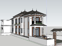 Model sketchup nhà phố 2 tầng 5x23m