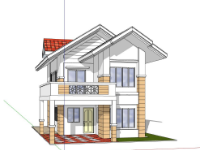 Model sketchup nhà phố,sketchup nhà phố 2 tầng,mẫu su nhà phố 2 tầng