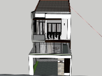 Model sketchup nhà phố 2 tầng 6x19cm