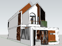 Model sketchup nhà phố 2 tầng 6x19m