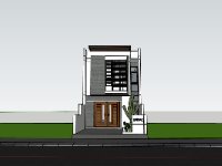 Model sketchup nhà phố 2 tầng 6x23.3m