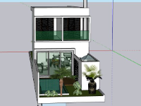 Model sketchup Nhà phố 2 tầng 6x33m