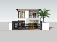 Model sketchup nhà phố 2 tầng 7.15x12.45m