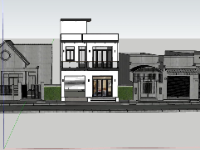 Model sketchup nhà phố 2 tầng 7.5x12m