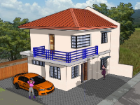 Model sketchup nhà phố 2 tầng 7.5x6.6m