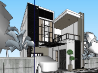 Model sketchup nhà phố 2 tầng 7x11.9m