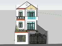 Model sketchup nhà phố 2 tầng 7x12.4m