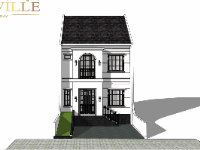 Model sketchup nhà phố 2 tầng 7x12m