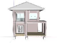 Model sketchup nhà phố 2 tầng 7x8.9m