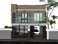 Model sketchup nhà phố 2 tầng 7x8m