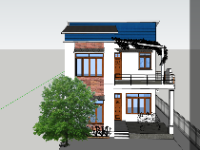 Model sketchup nhà phố 2 tầng 8.2x12.2m