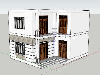 Model sketchup nhà phố 2 tầng 8.7x10.7m