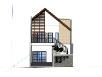 Model sketchup nhà phố 2 tầng 8x14m