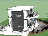 Model sketchup nhà phố 2 tầng 8x15m