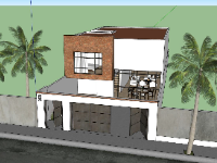 Model sketchup nhà phố 2 tầng 9.15x15.15m