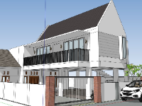 Model sketchup nhà phố 2 tầng độc đáo