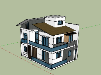 Model sketchup nhà phố 2 tầng hiện đại mới nhất