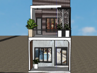 Model sketchup nhà phố 2 tầng kích thước 5x16.5m