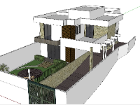 Model sketchup nhà phố 2 tầng kích thước 9.05x21.8m