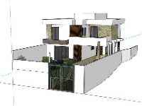 nhà phố sketchup,Model sketchup nhà phố,file sketchup nhà phố 2 tầng