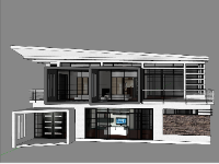 Model sketchup nhà phố 2 tầng kích thước 9x15m