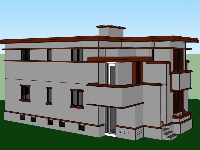 sketchup nhà phố 2 tầng,nhà phố 2 tầng model su,nhà phố 2 tầng hiện đại,phối cảnh nhà 2 tầng