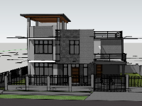 Model sketchup nhà phố 2 tầng mới