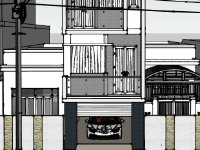 Model sketchup nhà phố 3 tầng 1 tum 4.6x13m