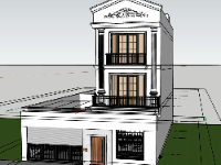 Model sketchup nhà phố 3 tầng 10x17.5m