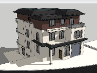 Model sketchup nhà phố 3 tầng 11.2x17.2m